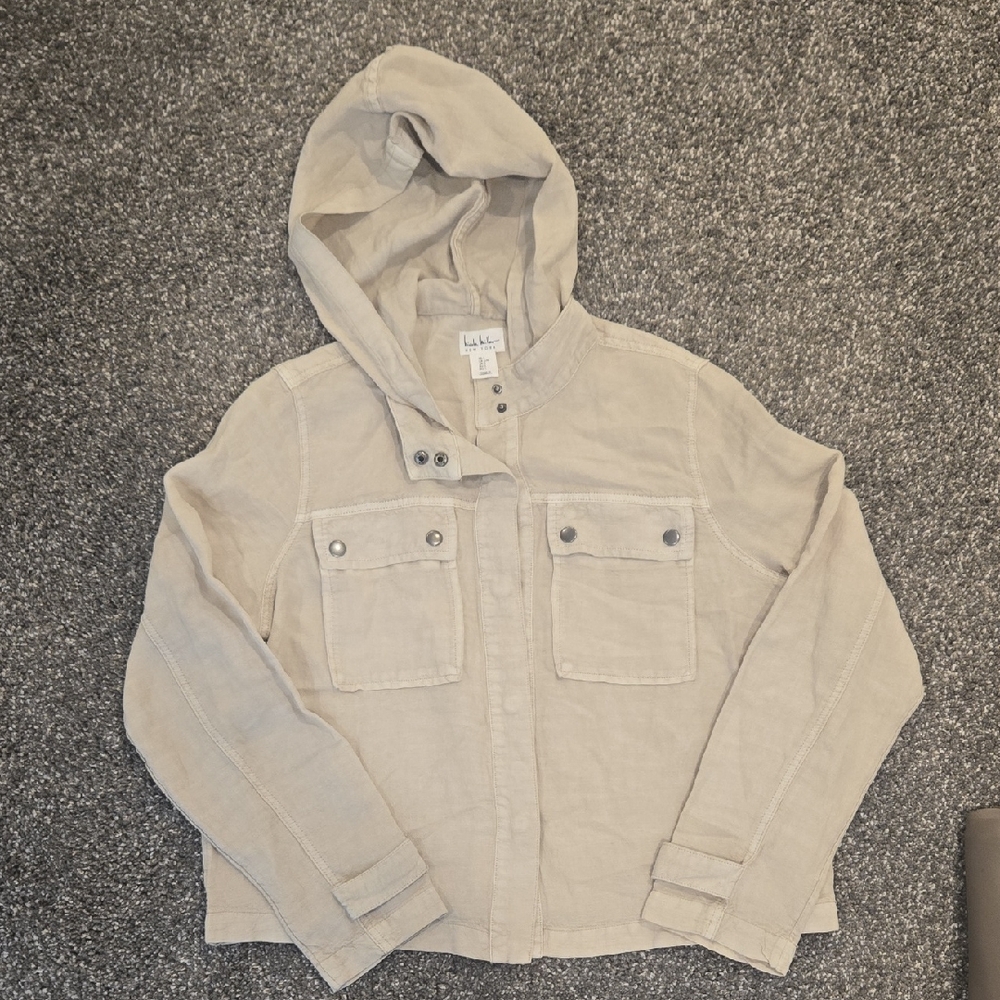 Light Beige Hooded Utility Jacket